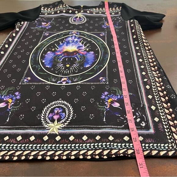 MIX & CHIC PURPLE IRIS BLACK FLORAL PRINT UNIQUE Mini dress Top  CLASSY - Picture 11 of 12